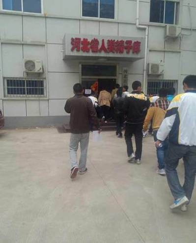 学生们走进河北省人类精子库办公楼。