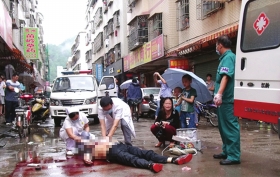 5月25日，广东惠州，当街杀人案现场。资料图片