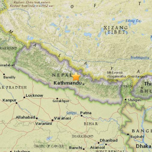 尼泊尔发生7.7级左右地震 西藏多地震感明显